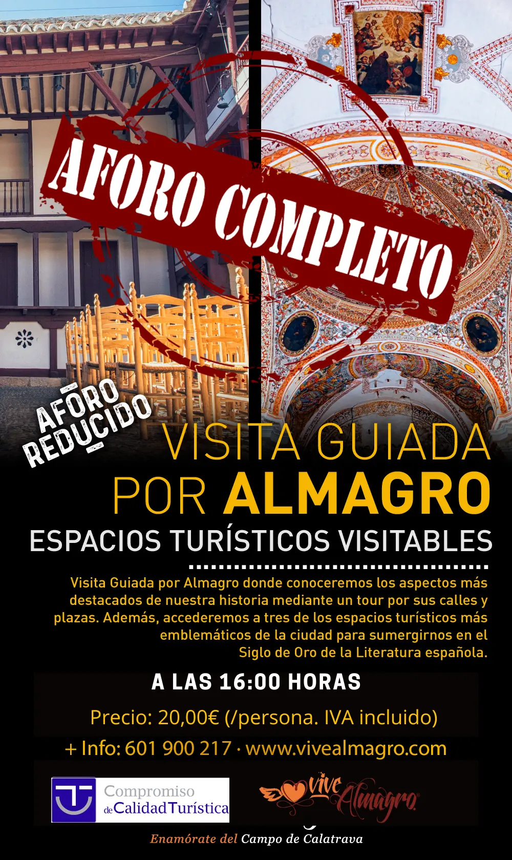 aforo completo a las 16.00h y 20 euros
