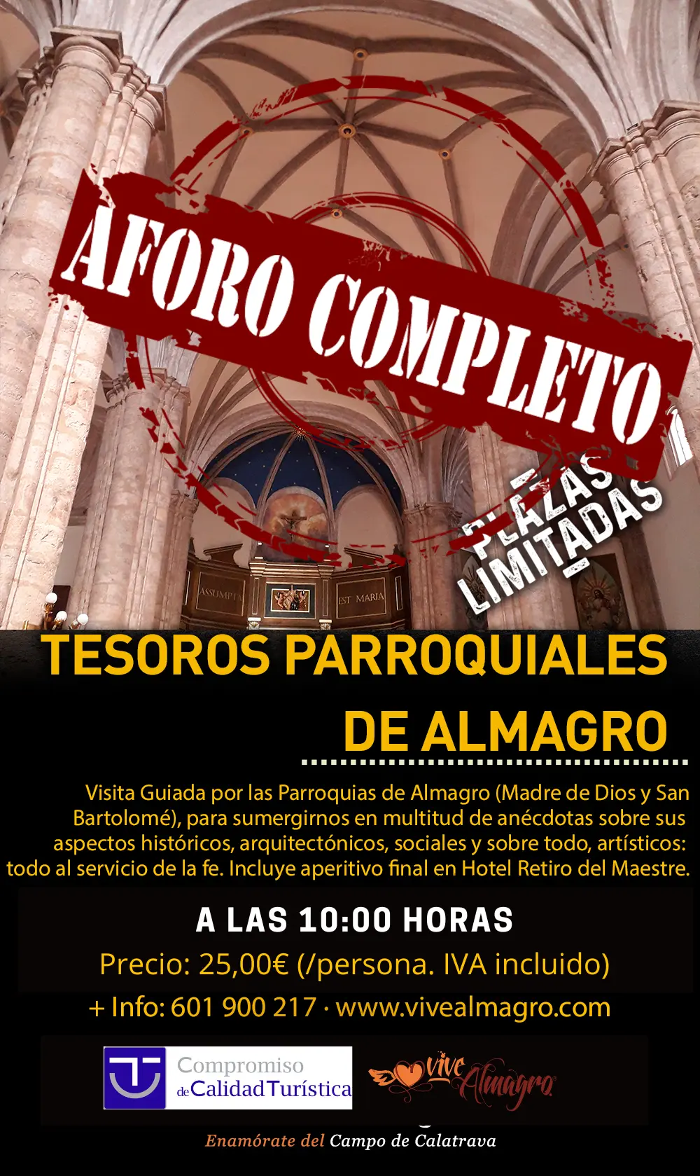 a las 10 25€ y aforo completo con aperitivo