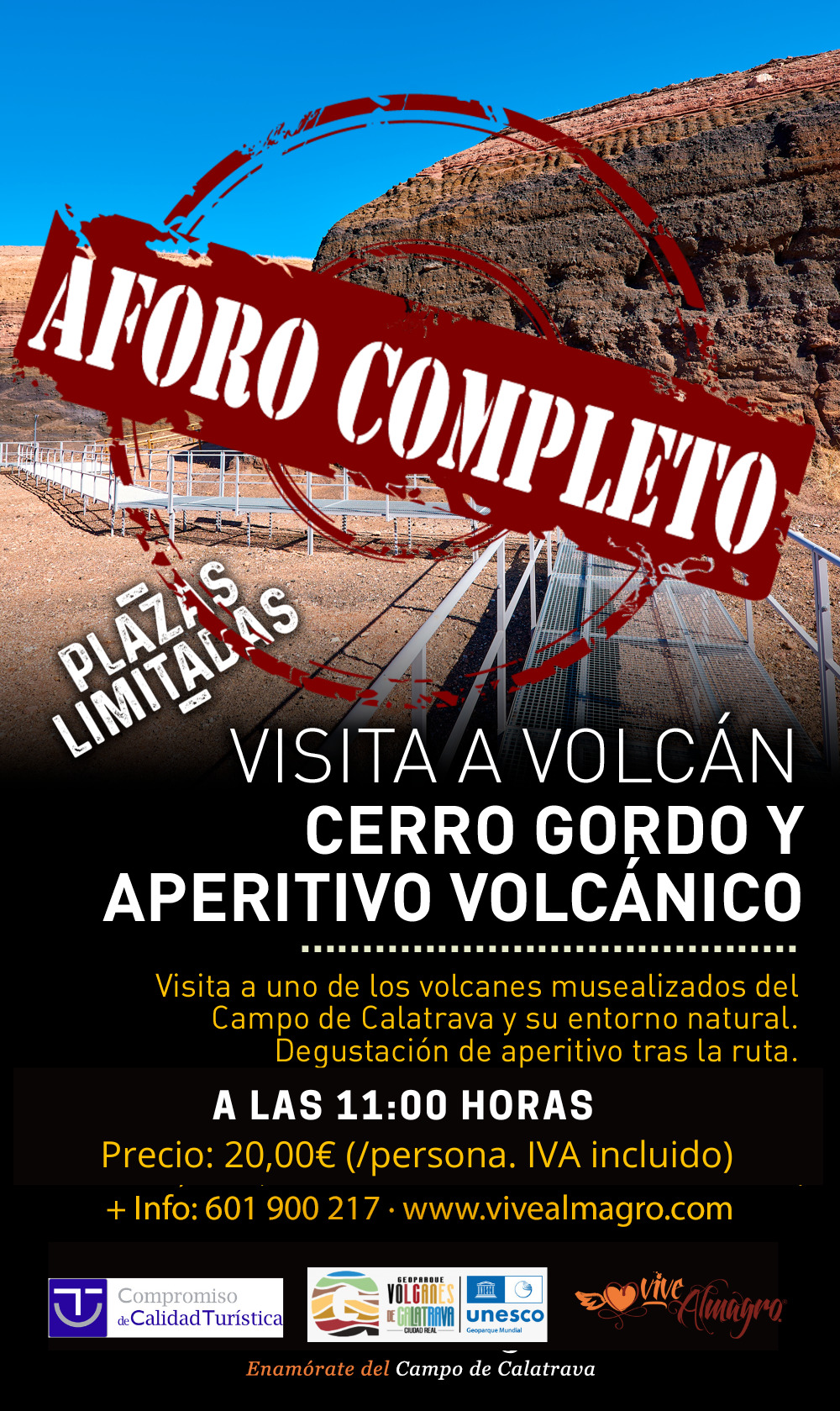 a las 11.00, con aperitivo, 20 euros y aforo completo