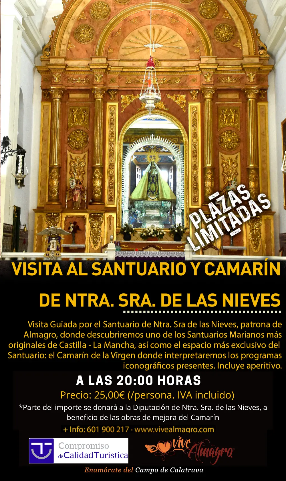 a las 20h 25€ y con importe para la diputación