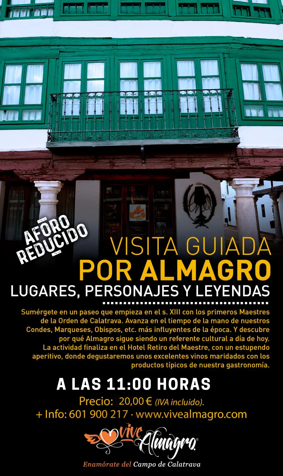 a las 11.00h, 20€ y con aperitivo