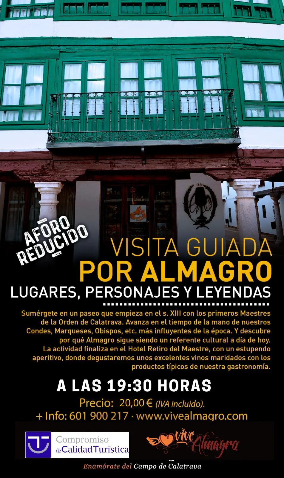 a las 19.30h y 20€ con aperitivo