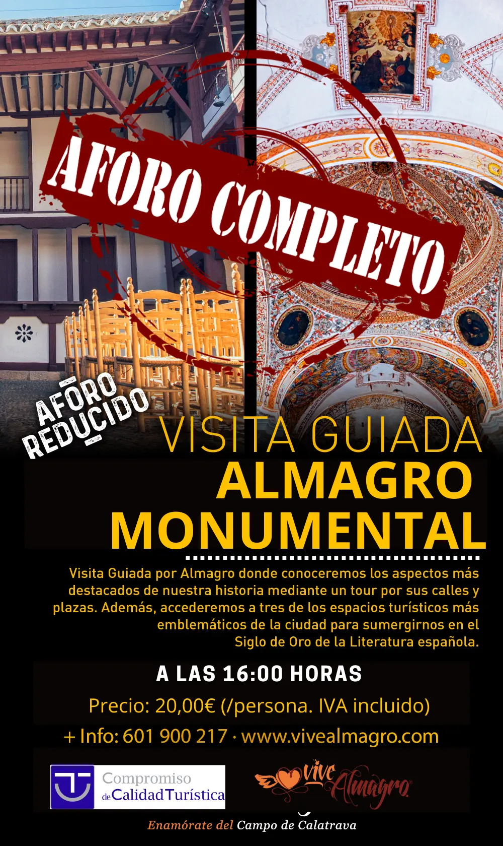 a las 16.00h aforo completo y 20€