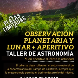 observación planetaria con aperitivo a las 20.30h y 30 €